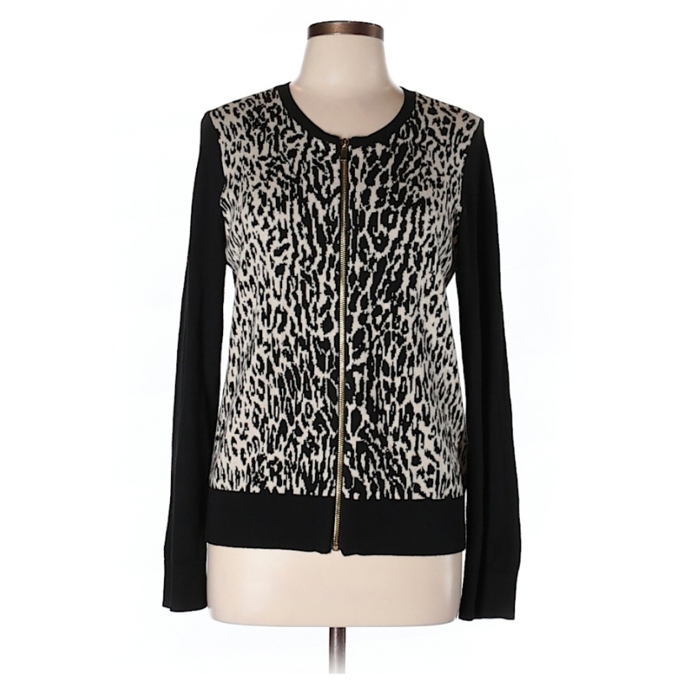 ANN TAYLOR ANIMAL PRINT CARDIGAN SZ L